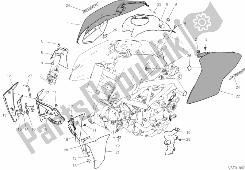 All parts for the 36b - Fairing of the Ducati Hypermotard 950 2020